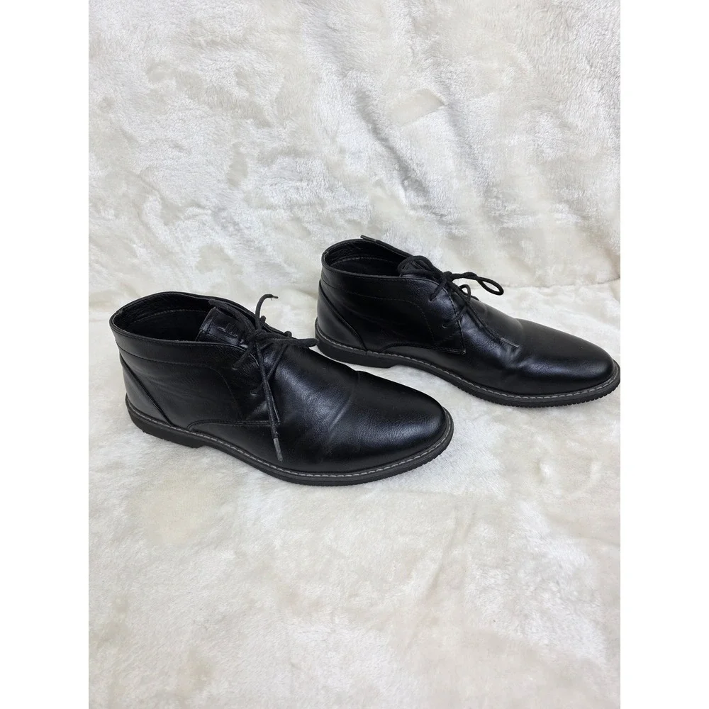 London Fog Mens Black Chukka Boots Memory Foam Lace Up Ankle Boots Size‎ 10